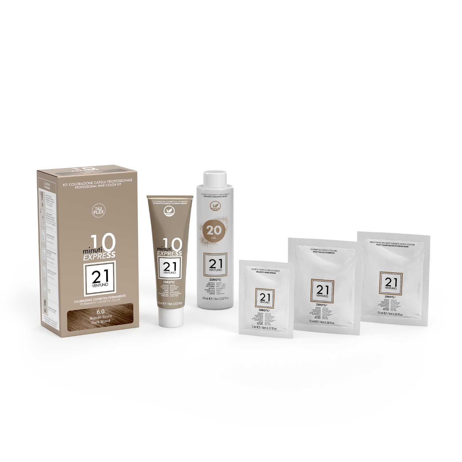 Professional vegan hair coloring kit for home use – 10 Minute EXPRESS hair dye with 16 shades, perfect coverage, shine, and long-lasting results.